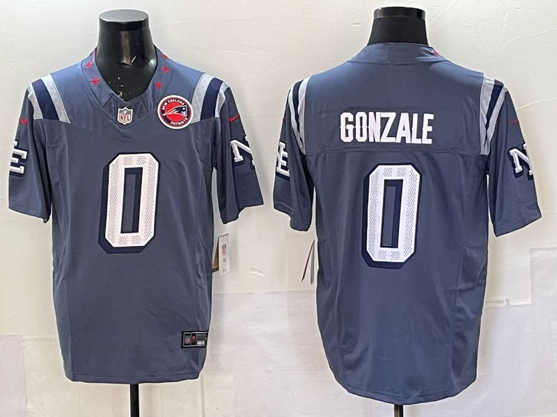 Men 2025 New England Patriots #0 Gonzale blue 5th generation Throwback Nike Limited NFL Jersey style 011